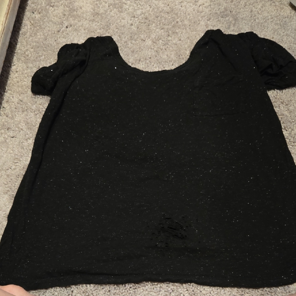 Abercrombie & Fitch Black and Gray Short Sleeve Blouse